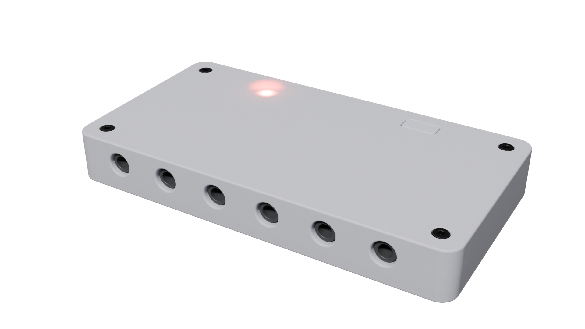 Switch Stream Mini front view showing 6 accessibility ports and USB-C connection